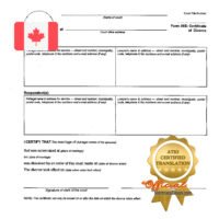 Ontario Divorce Certificate